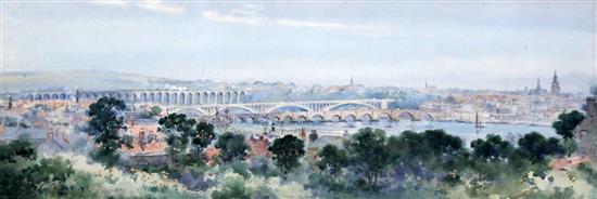 Frank Watson Wood (1862-1953) View of Berwick on Tweed 10 x 29in.